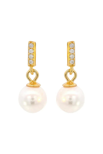 GEORGINI ADAGIO EFFORTLESS GLOW BAR DANGLE PEARL EARRINGS SILVER