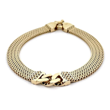 Mesh Curb Centre Fancy Bracelet in Yellow Gold