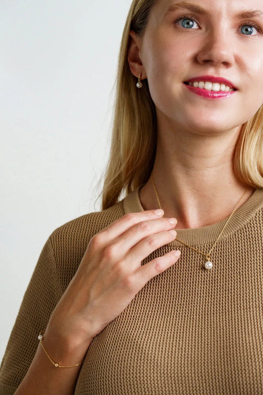 Georgini Adagio Touch Of Sparkle Pearl Necklace Silver