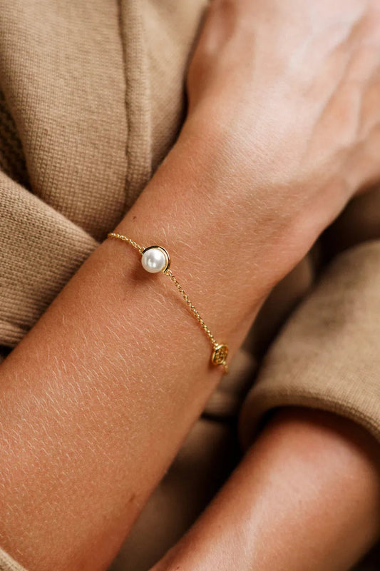 Georgini Adagio Crescent Nine-2-Five Pearl Racelet Silver 15Cm +4Cm