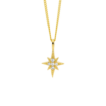 Ellani Gold Plated Cubic Zirconia Star Pendant