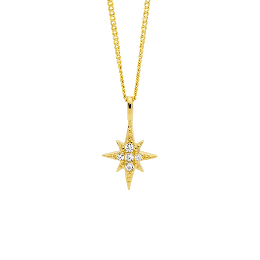 Ellani Gold Plated Cubic Zirconia Star Pendant