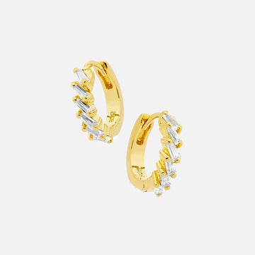 Ellani Sterling Silver Tapered Baguette 13mm Hoop Earrings