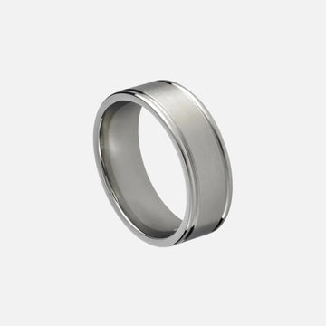 Blaze Stainless Steel Men’S Brushed Ring With Polished Edges - 13