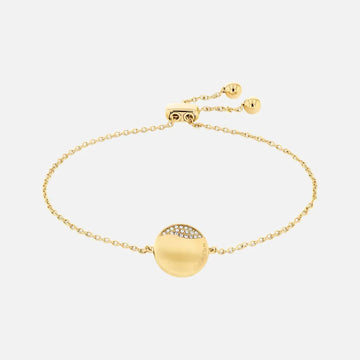 Calvin Klein Gold Tone Crystal Set Disc Bracelet.
