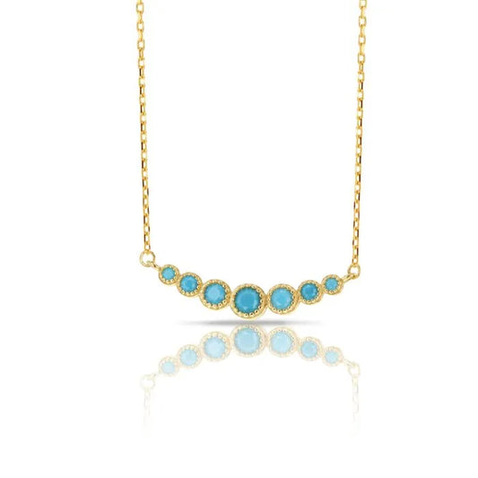 9 Carat Yellow Gold Graduated Turquoise Necklace
