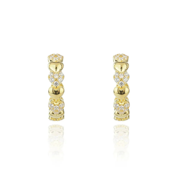 Sweetheart Sparkly Heart Hoops Gold