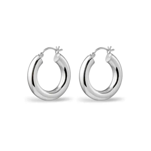 Yellow Gold Plated Sterling Silver Round Hollow Hoop Earrings