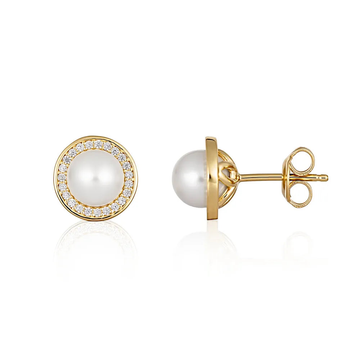 Georgini Heirloom Always Pearl and Cubic Zirconia Stud Earrings.  IE958G