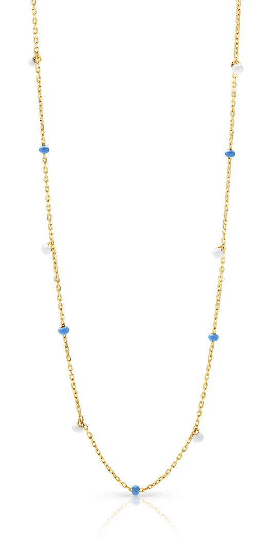 Fine Cabe Link Chain in Yellow Gold with Enamel Balls