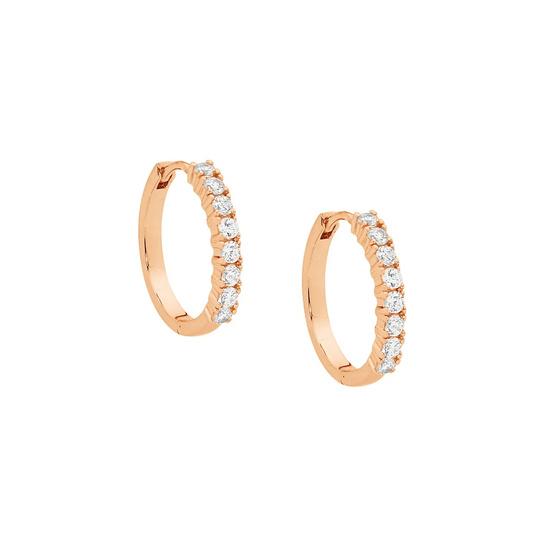 Ellani 15mm Hoop Earrings with Cubic Zirconia's