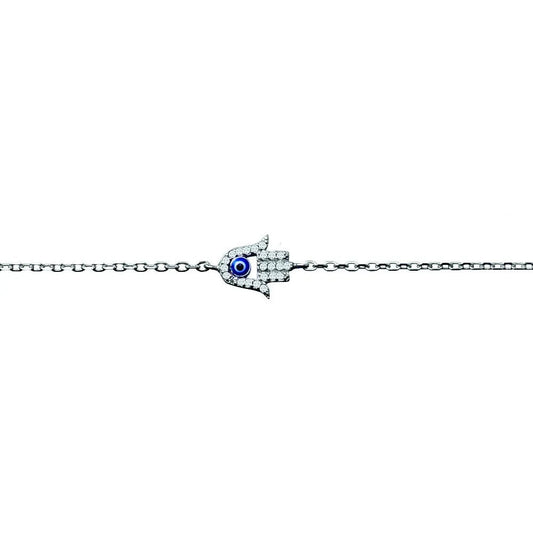 Sterling Silver Hamsa Hand Bracelet