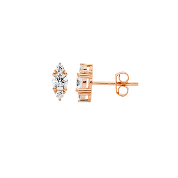 Ellani SS 3X WH CZ Stud Earrings