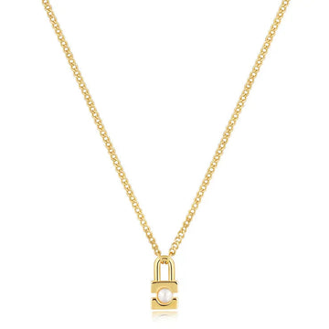 #4 MUSE SIL PRL PADLOCK NECKLACE 45+5cm