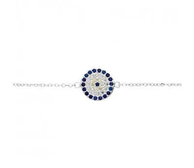 Sterling Silver Micro Pave Eye Bracelet
