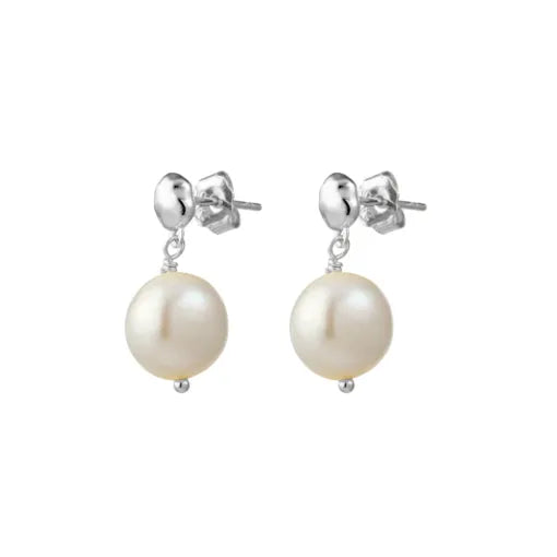 Yellow Gold Plated Sterling Silver Pearl Drop Earring