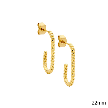Ellani Stainless Steel 22mm Twist Hoop Earrings W/Rose Gold Ip Plating