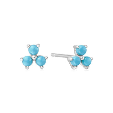 Ania Haie Silver Lab Created Turquoise Lotus Stud Earrings