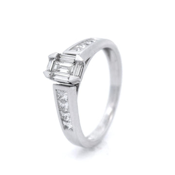 Princess Cut Diamond With Emerald in White Gild