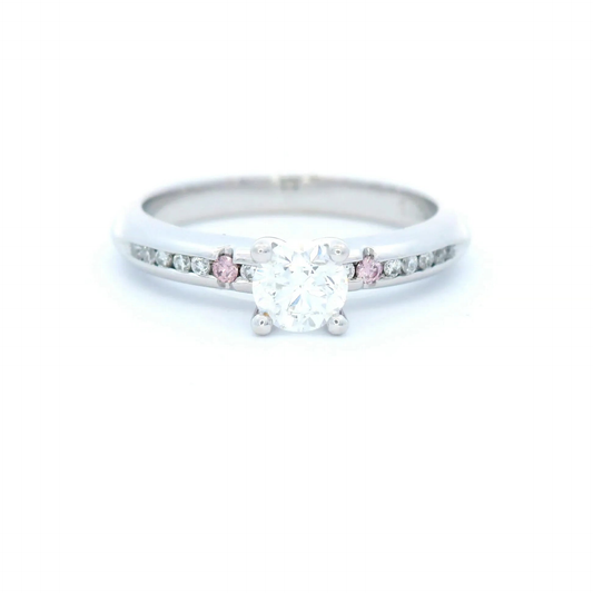 White and Pink Argyle Engagement Ring in White Gold
