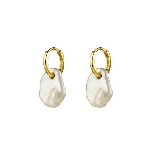 Yellow Gold Plated Plain 11mm Hoop With Fresh Water Pearl Bead