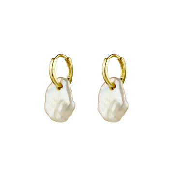 Yellow Gold Plated Plain 11mm Hoop With Fresh Water Pearl Bead