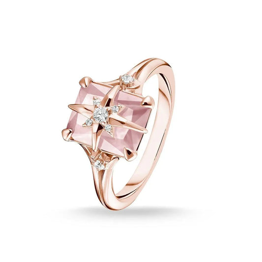 Thomas Sabo Pink Stone with Star Ring Size 56