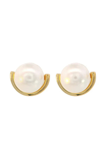 GEORGINI ADAGIO CRESCENT NINE-2-FIVE PEARL CRESCENT EARRINGS SILVER