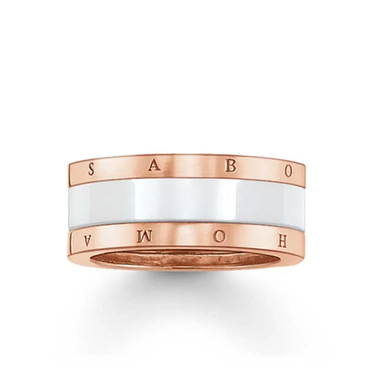 Thomas Sabo White Ceramic Rose Gold Plated Ring