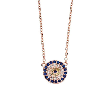 Sterling Silver Rose Gold Plated Evil Eye Necklace