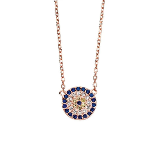 Sterling Silver Rose Gold Plated Evil Eye Necklace
