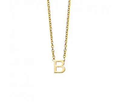 Sterling Silver Gold Plated Necklace "B" Petite Initial Pendant