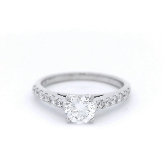 Round Brilliant Cut Diamond Ring Set in White Gold