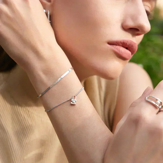 Ania Haie Silver Pearl Padlock Bracelet