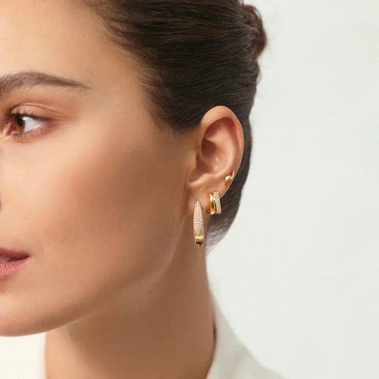 Ania Haie Gold Pavé Arrow Hoop Earrings