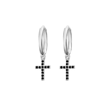 Silver Eternal Faith BCZ Cross Drop Huggies