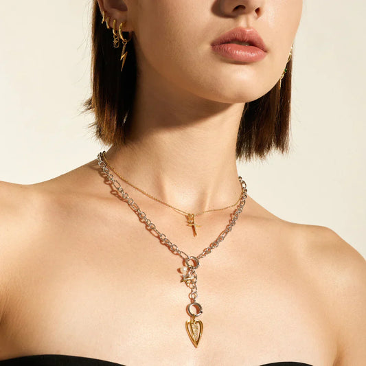 Ania Haie Silver Mini Link Charm Chain Necklace 40+5cm