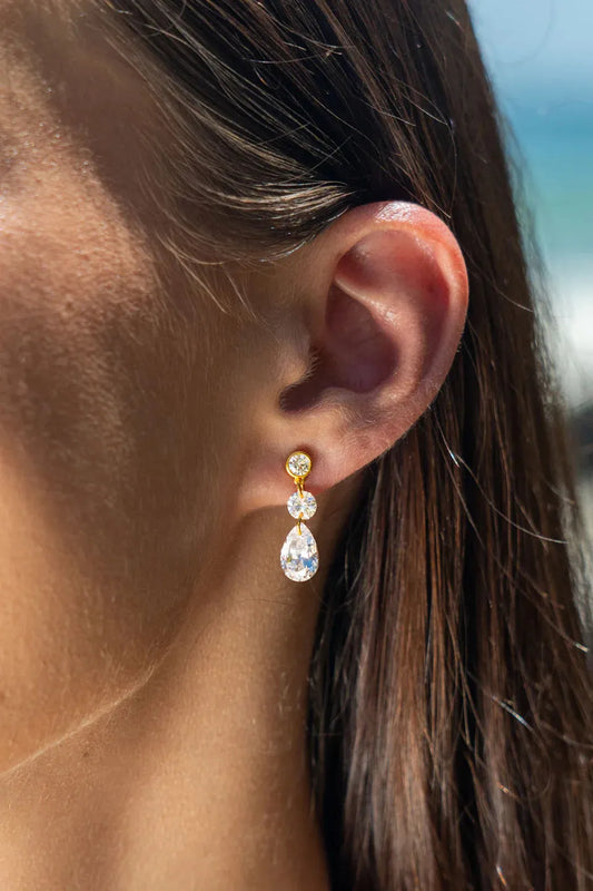 Georgini Mirage Augusta White Cubic Zirconia Earrings Gold