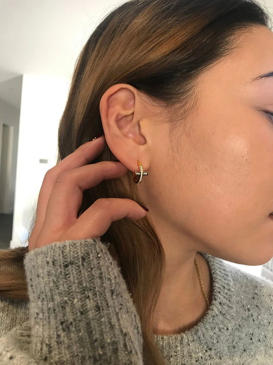SPIRITUS CROSS HOOP EARRING - GOLD
