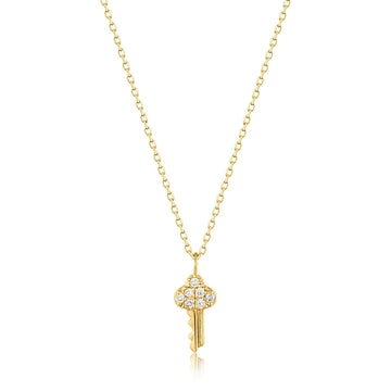 Ania Haie 14kt Gold Natural Diamond Key Necklace