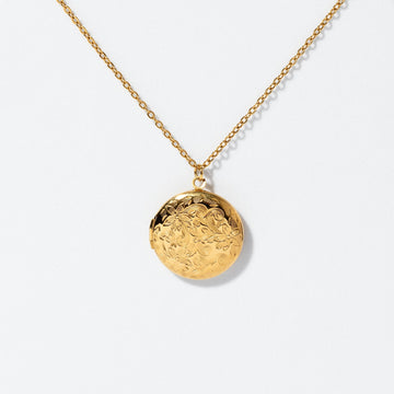 Edwina Vintage Round Locket - Gold