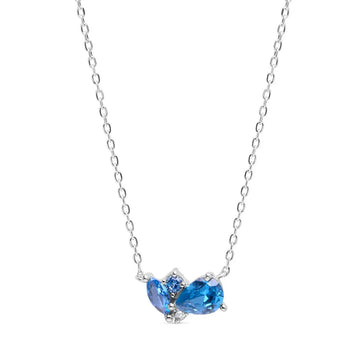 Sterling Silver Necklace with Elegant Blue Topaz Pendant