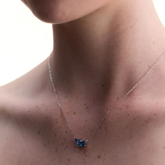 Sterling Silver Necklace with Elegant Blue Topaz Pendant