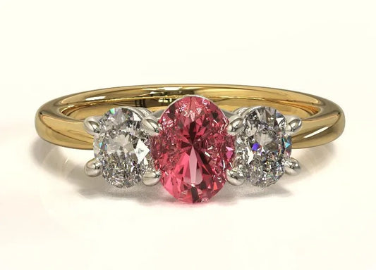 Trilogy Engagement Ring- Padparadscha