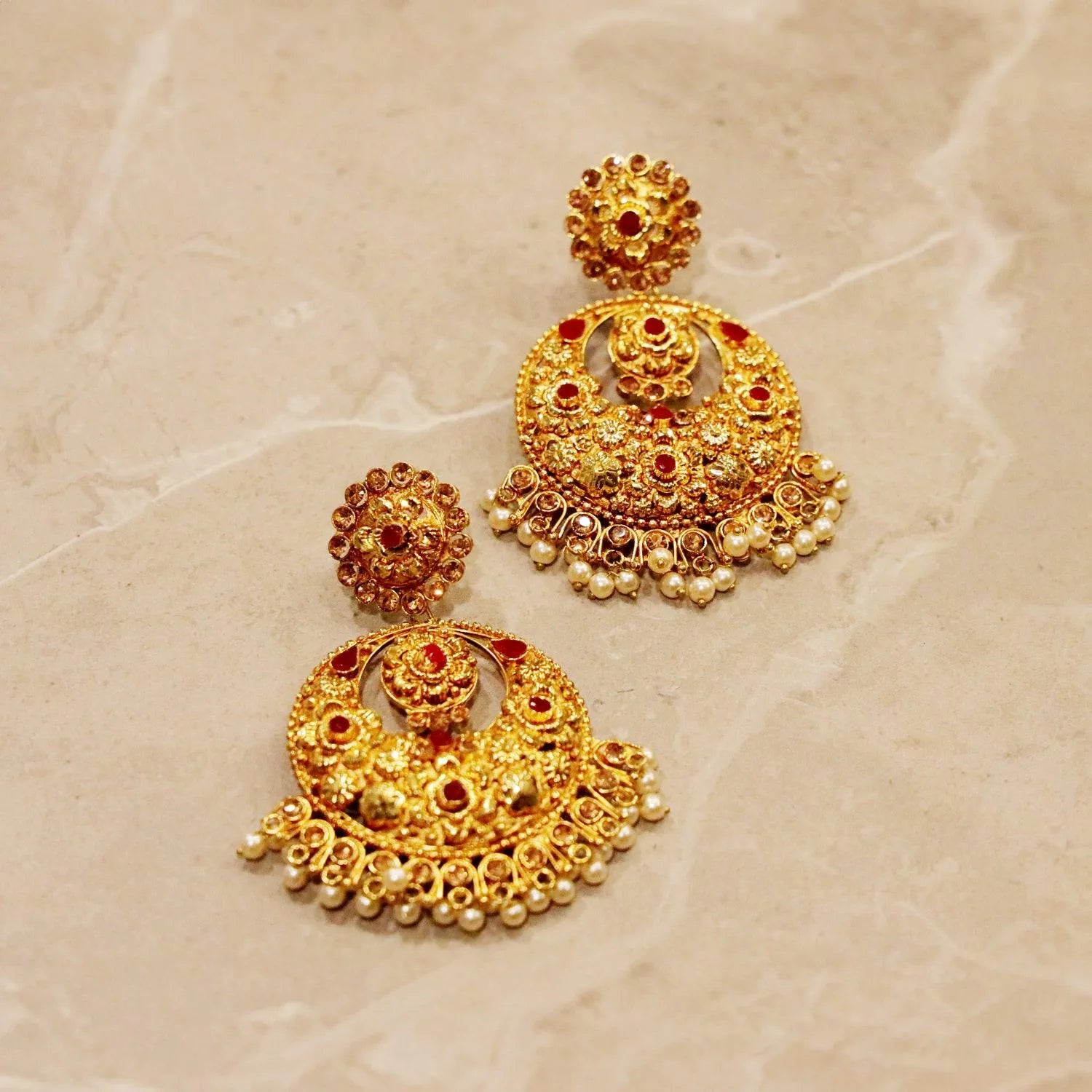 Red Stones Chandbali Earrings | Fashion jewellery Australia - Begum