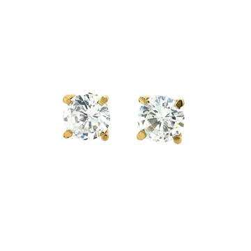 Large Cubic Zirconia Claw Set Stud Earrings Set in 9 Carat Gold