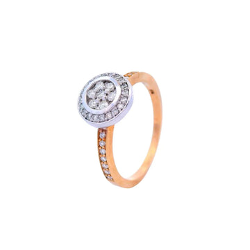 Halo Set Diamond Ring in a Two Tone Gold