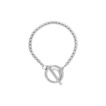 Nikki Lissoni silver plated bracelet with T-bar closure and 17cm