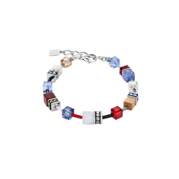 Geocube Swarovski Crystals & Gemstones Blue Red Bracelet