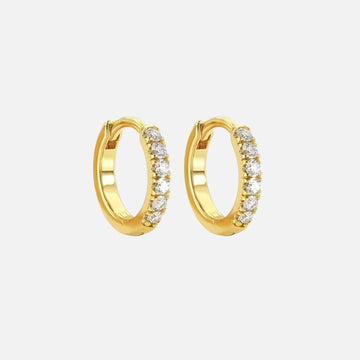 Crystal Inlay Gold-Plated Hoop Earrings